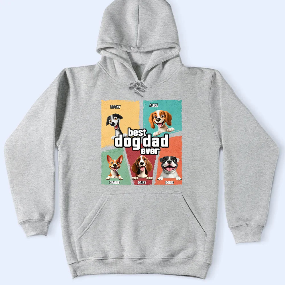 Personalized Dog Dad Shirt β Custom Pet Names with Cartoon Dogs, Perfect Gift for Pet-Loving Dads