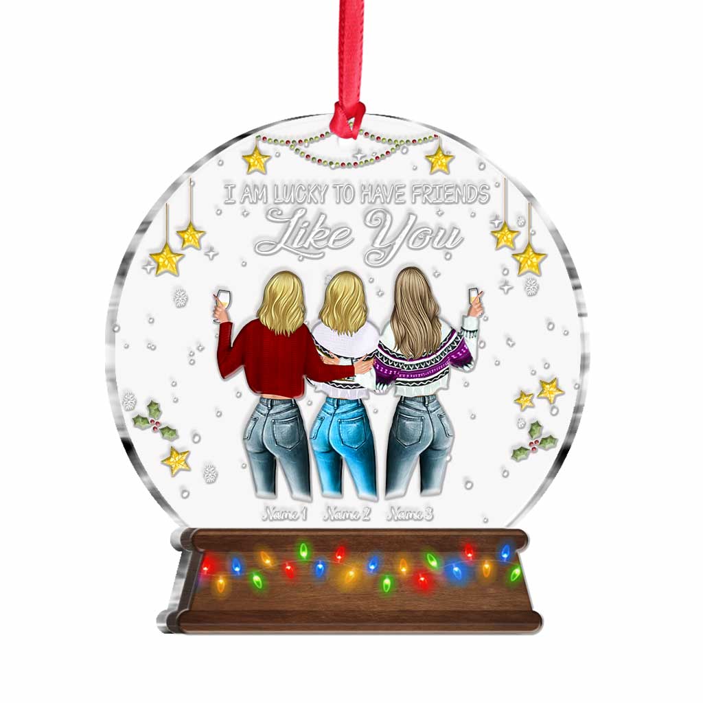 Friends By Heart And Sisters By Soul - Personalized Christmas Bestie Layers Mix Ornament