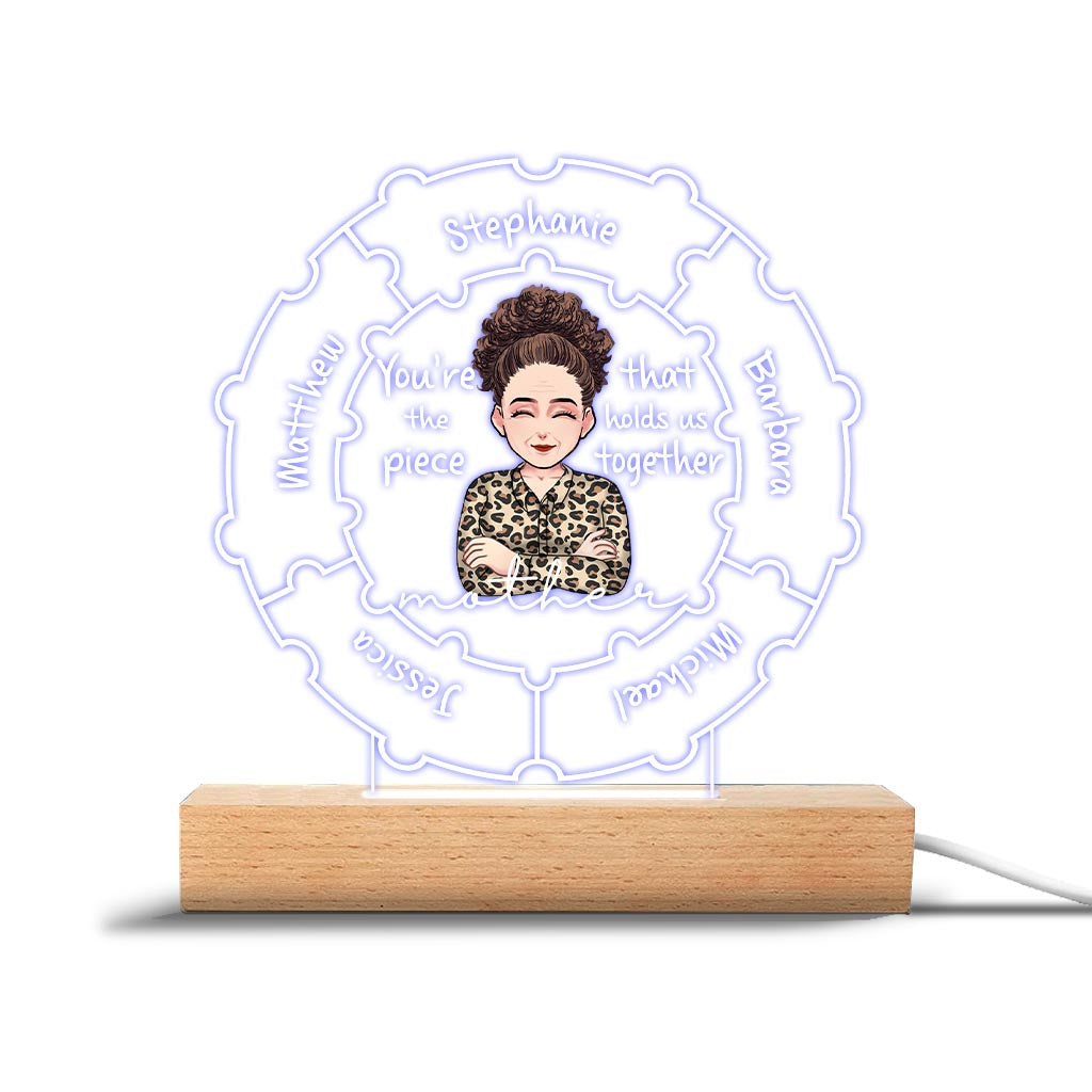 Mom Qualities - Gift for mom, grandma, wife - Personalized Shaped Plaque Light Base