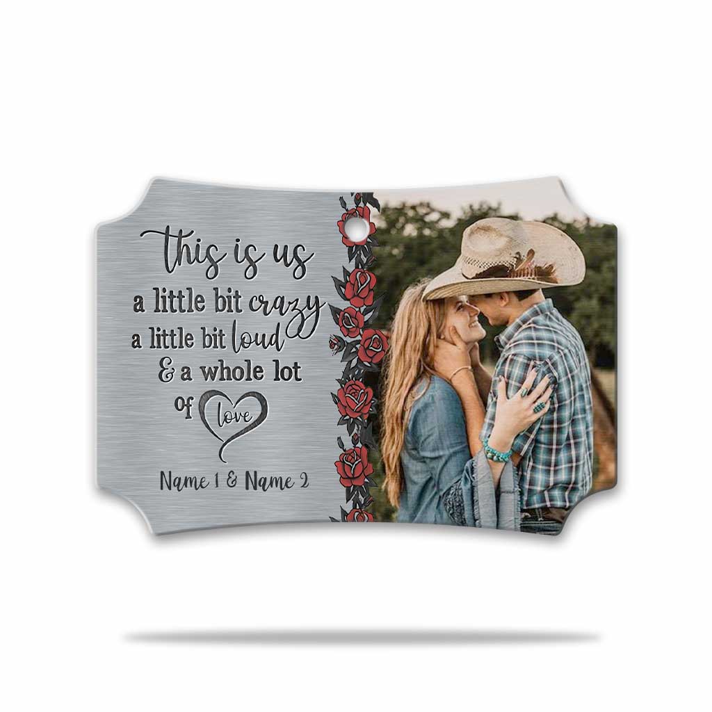 This Is Us - Personalized Christmas Couple Scalloped Aluminium Ornament (Printed On Both Sides)