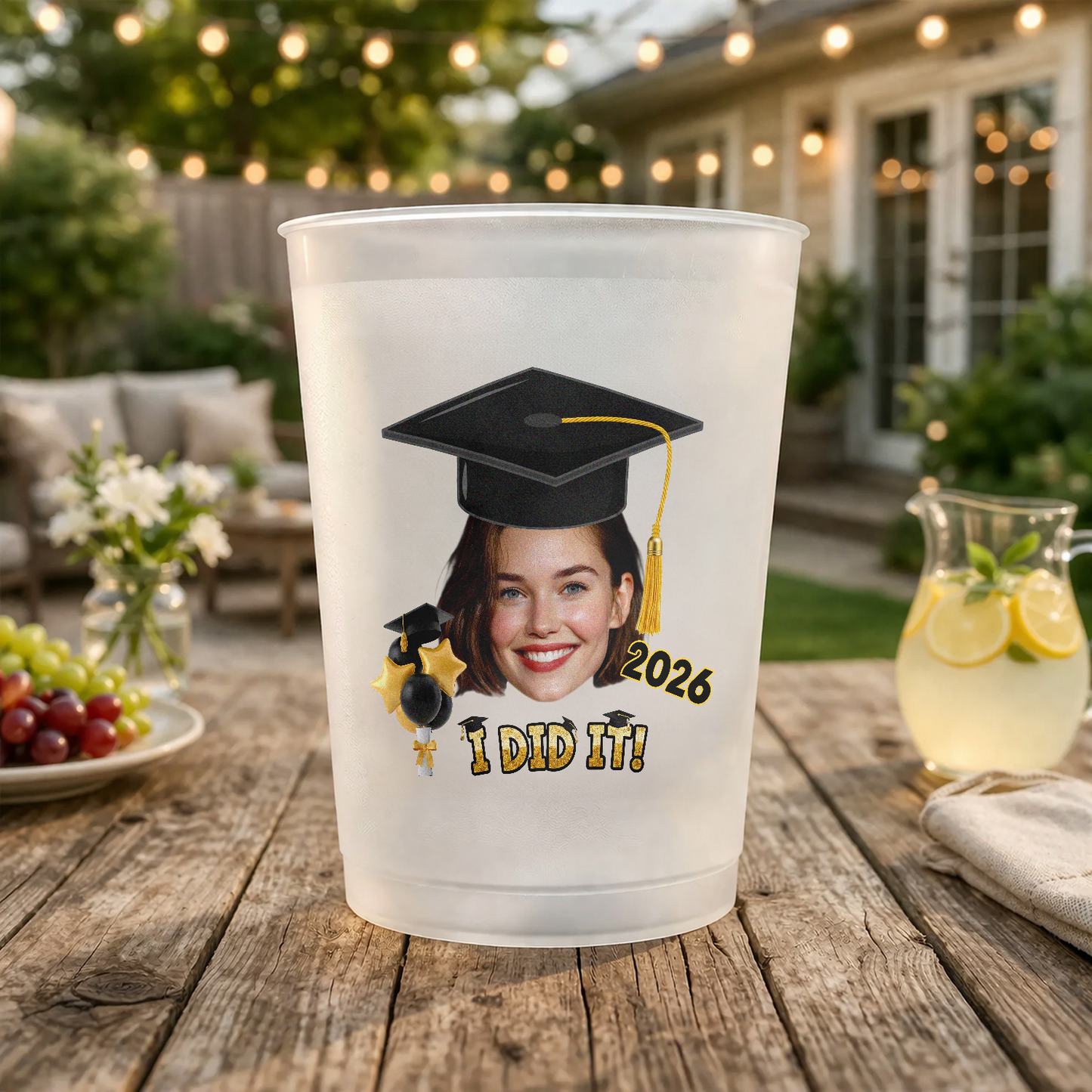 Personalized Graduation Frosted Plastic Cup With Custom Photo I Did It Party Drink Cup, Unique Gift For Grads