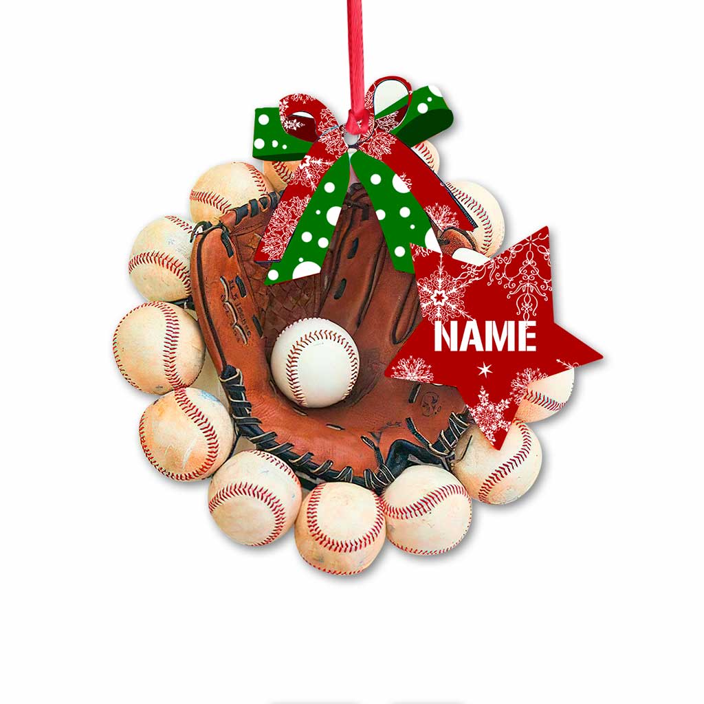 Baseball Glove - Personalized Christmas Ornament (Printed On Both Sides)