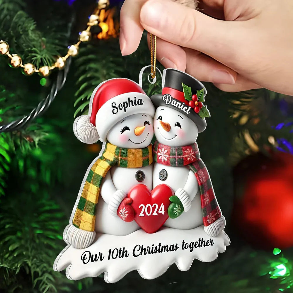 Custom Acrylic Snowman Hug Ornament for Christmas Gifts