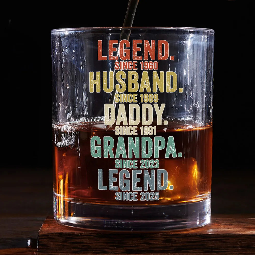 Legend Husband Dad Grandpa Whiskey Glass, Personalized Custom Gift for Dad or Grandpa for a Proud Pour at Home