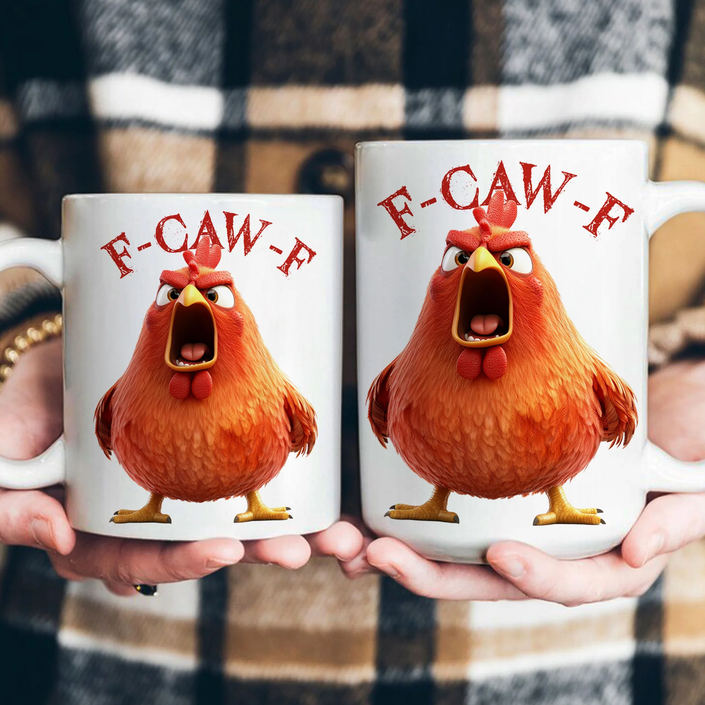 Angry Chicken Funny Mug β F-Caw-F White Ceramic Coffee Cup, Perfect Gift for Friends & Coworkers
