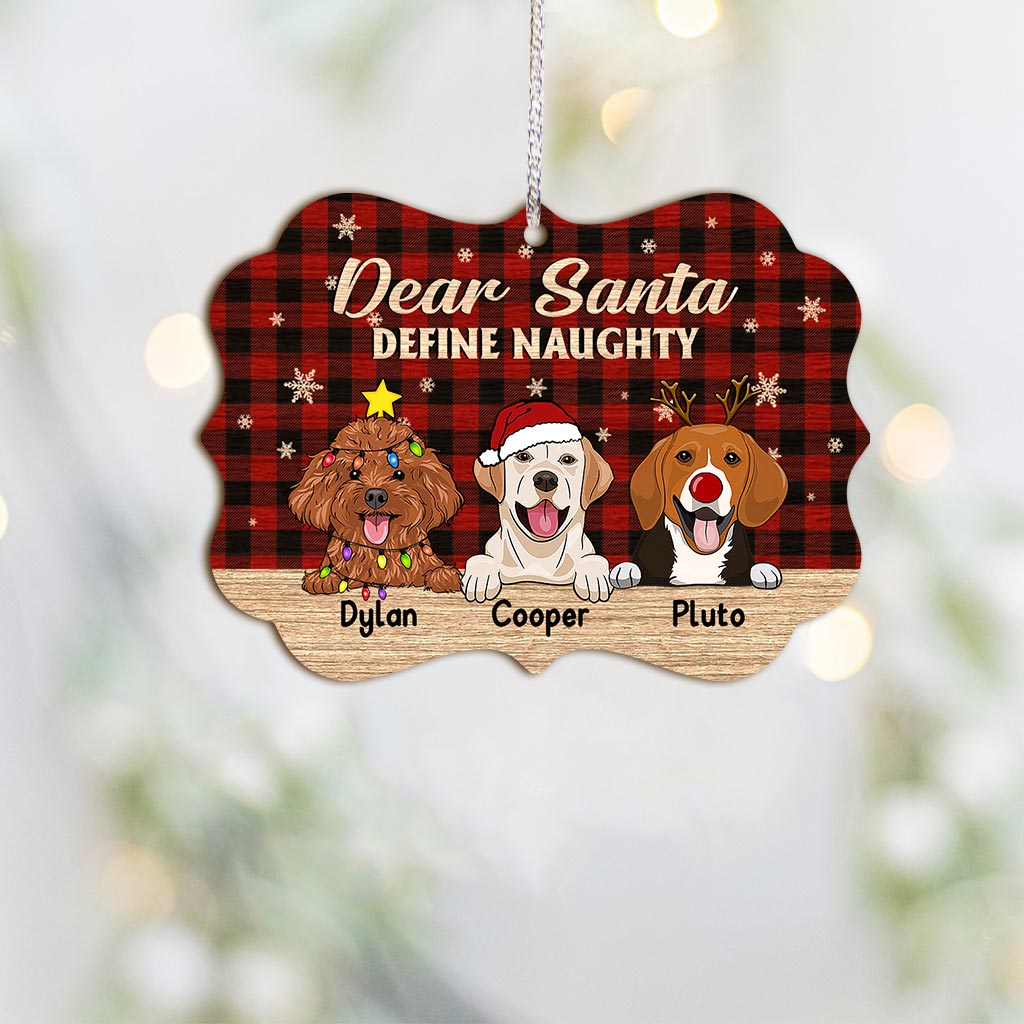 Define Naughty - Personalized Christmas Dog Ornament (Printed On Both Sides)