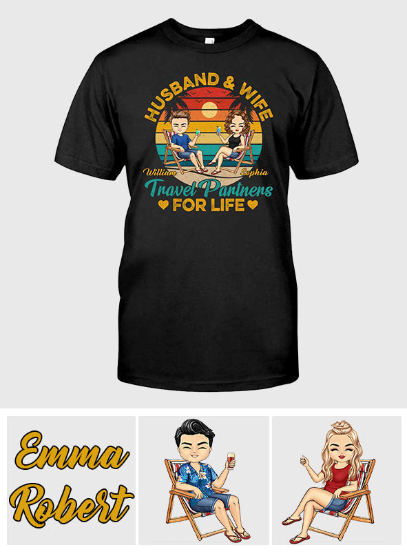 Husband And Wife Travel Partners - Personalized Couple T-shirt and Hoodie