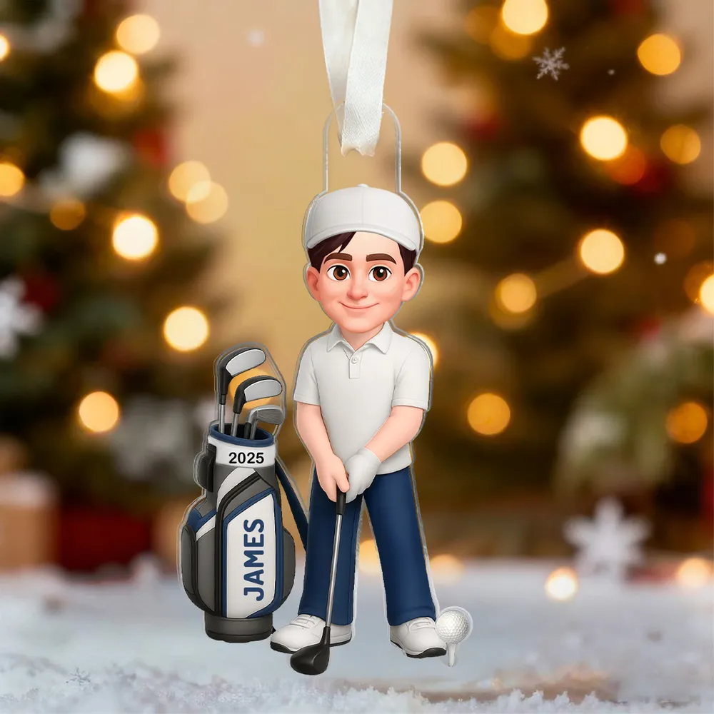 Personalized Acrylic Ornament Golf Couple Design for Golfers β Cute Custom Keepsake & Unique Holiday Gift