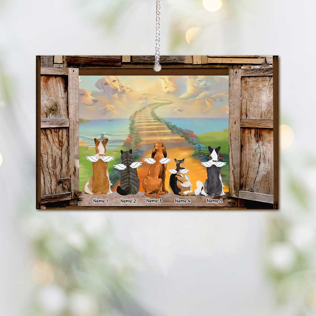 Rainbow Bridge In My Heart - Personalized Christmas Dog Ornament (Printed On Both Sides)