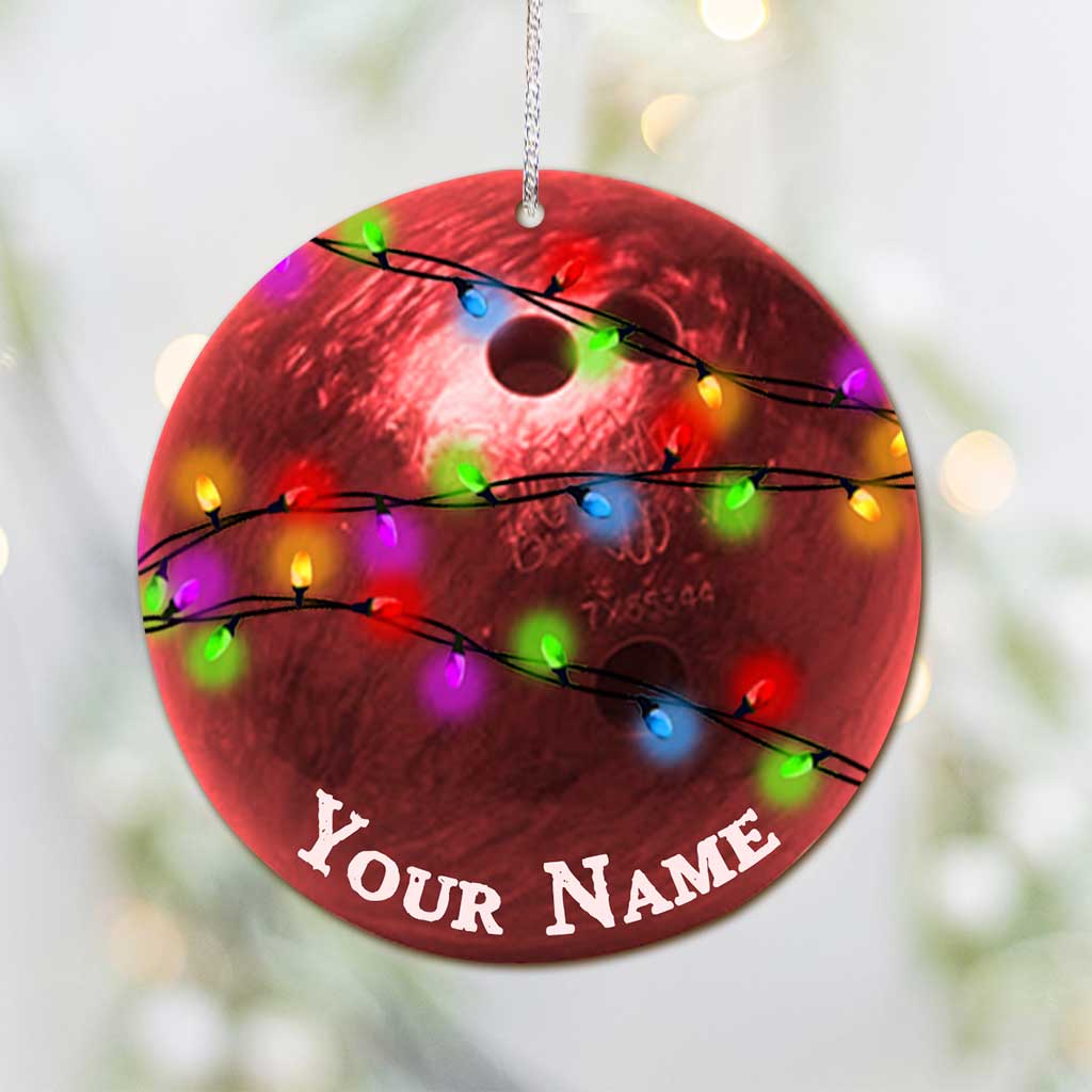 Bowling Items Collection - Personalized Christmas Bowling Ornament (Printed On Both Sides)