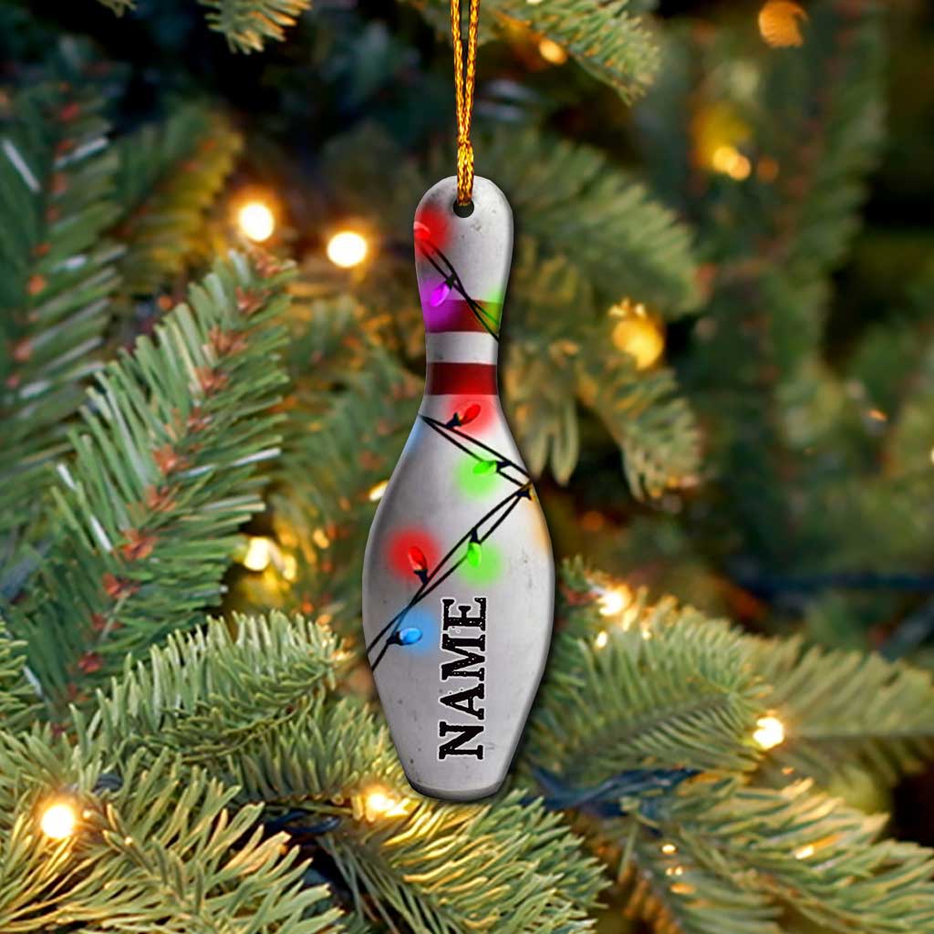 Bowling Items Collection - Personalized Christmas Bowling Ornament (Printed On Both Sides)