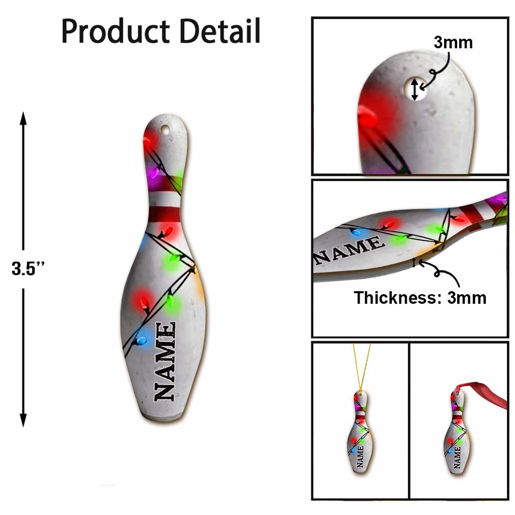 Bowling Items Collection - Personalized Christmas Bowling Ornament (Printed On Both Sides)