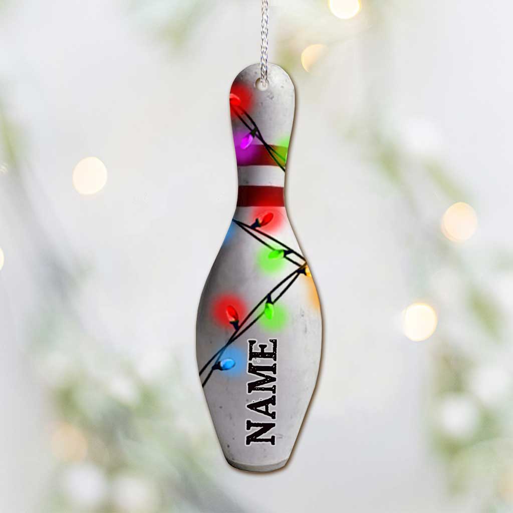 Bowling Items Collection - Personalized Christmas Bowling Ornament (Printed On Both Sides)