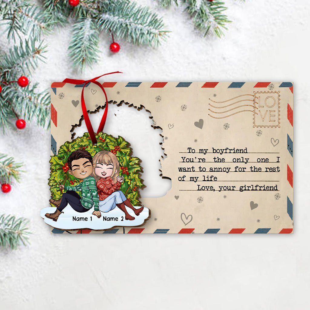 You Are The Only One - Personalized Christmas Couple Wooden Card Pop Out Ornament