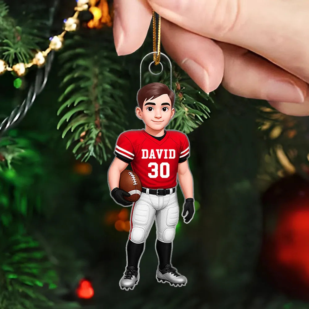 Personalized Football Player Acrylic Ornament, High-Quality Print, Gift-Ready Keepsake for Athletes