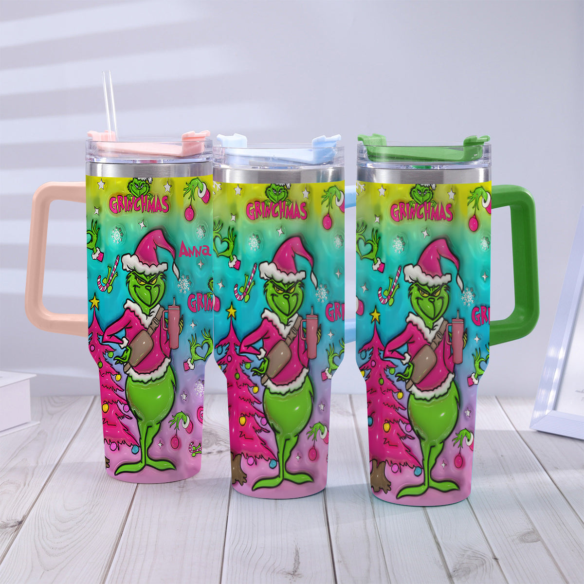 Holo Christmas - Personalized Stole Christmas Tumbler With Handle