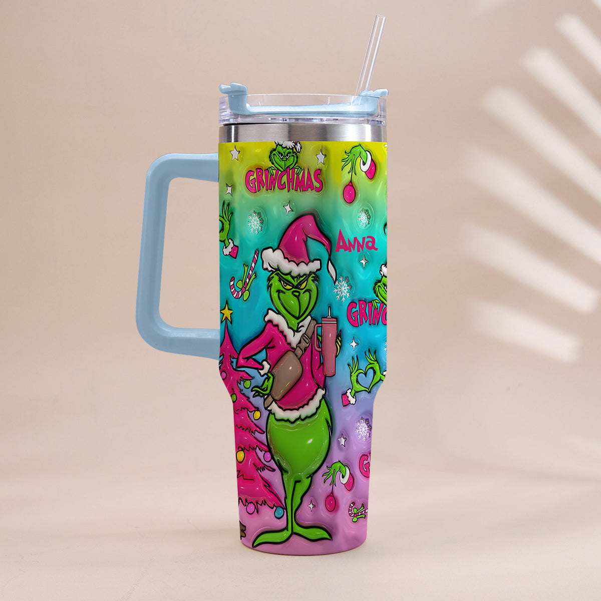 Holo Christmas - Personalized Stole Christmas Tumbler With Handle