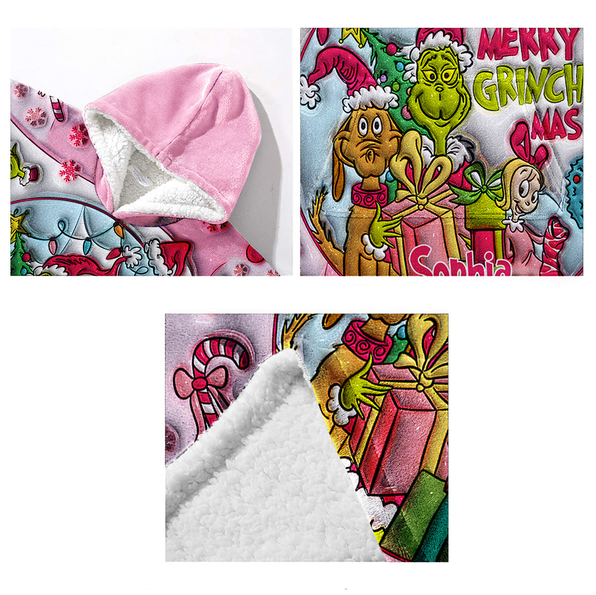 Merry Grinchmas - Personalized Stole Christmas Blanket Hoodie