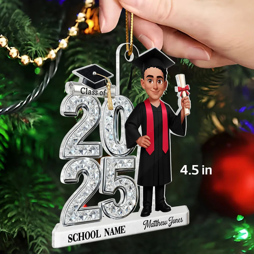 Personalized Acrylic Ornament Class Of 2025 Graduate Girl β Custom School Name Keepsake, Unique Gift For Daughter Or Son