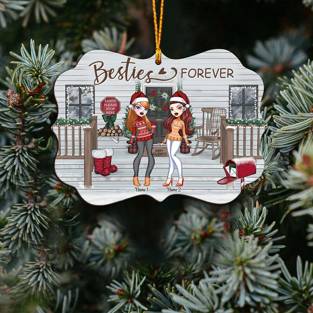 Bestie Forever - Personalized Christmas Bestie Ornament (Printed On Both Sides)