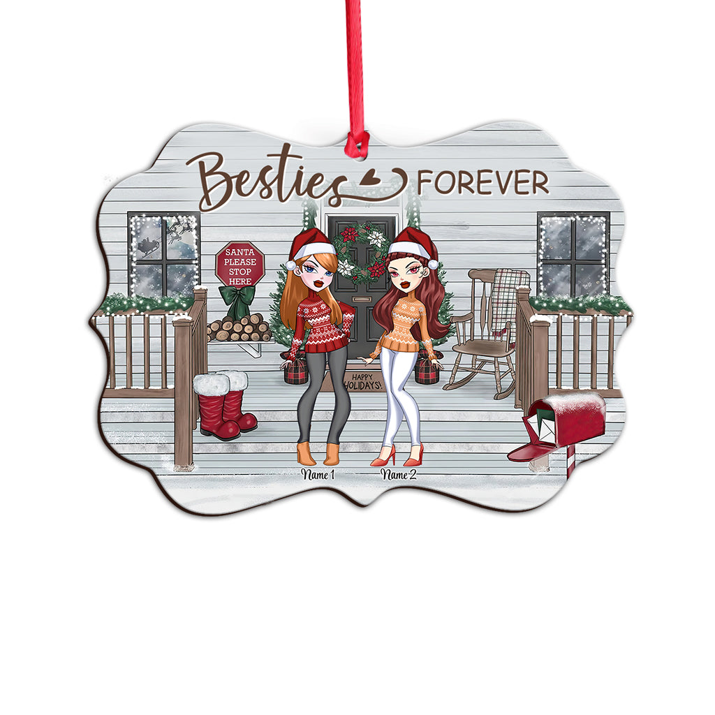 Bestie Forever - Personalized Christmas Bestie Ornament (Printed On Both Sides)