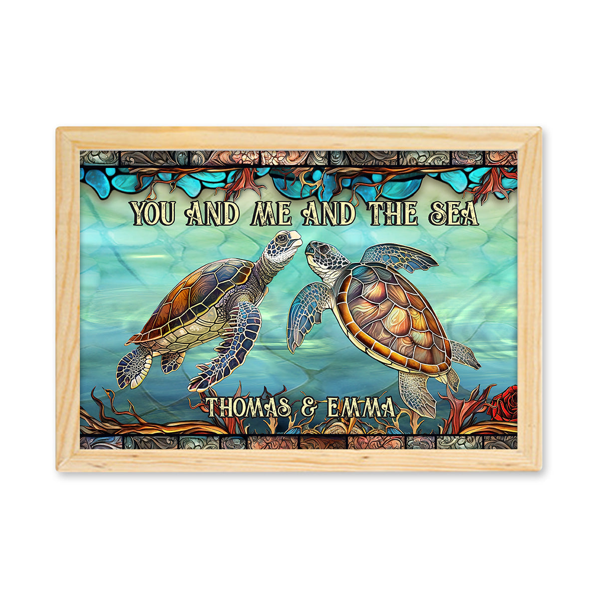 You And Me And The Sea - Personalized Turtle Light Photo Frame
