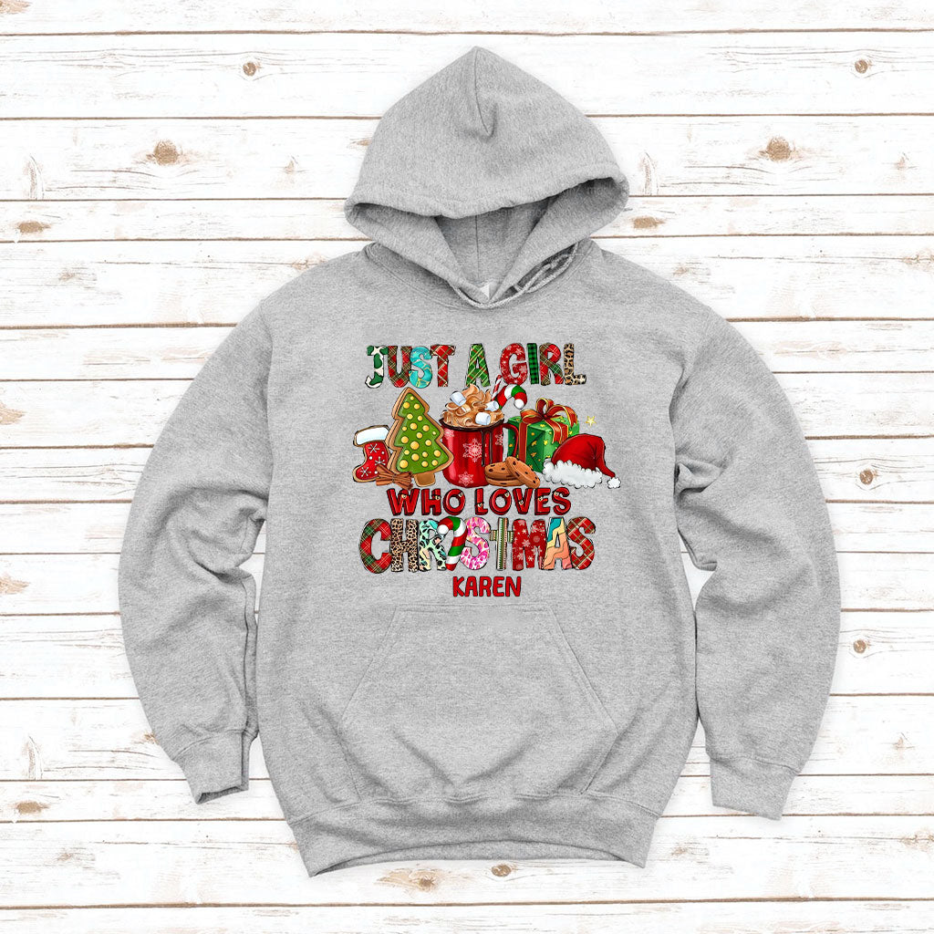 Just A Girl Who Loves Christmas - Personalized Christmas T-shirt And Hoodie