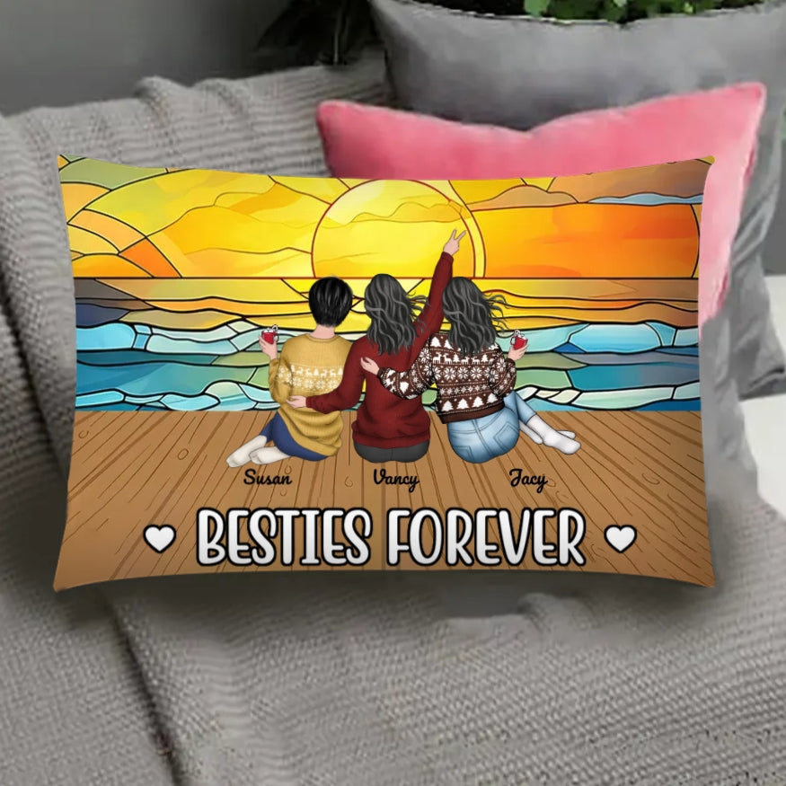 Besties Forever Personalized Ornament, Poster, Canvas, Keychain, Plaque, Pillow or Blanket, Wallet Card, Cup, Sign - A Perfect Gift for Sisters or Friends
