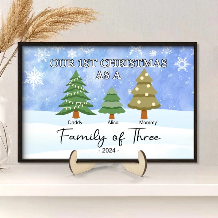 Custom Family of Three Christmas Ornament - Personalized 1st Family Holiday Decor
