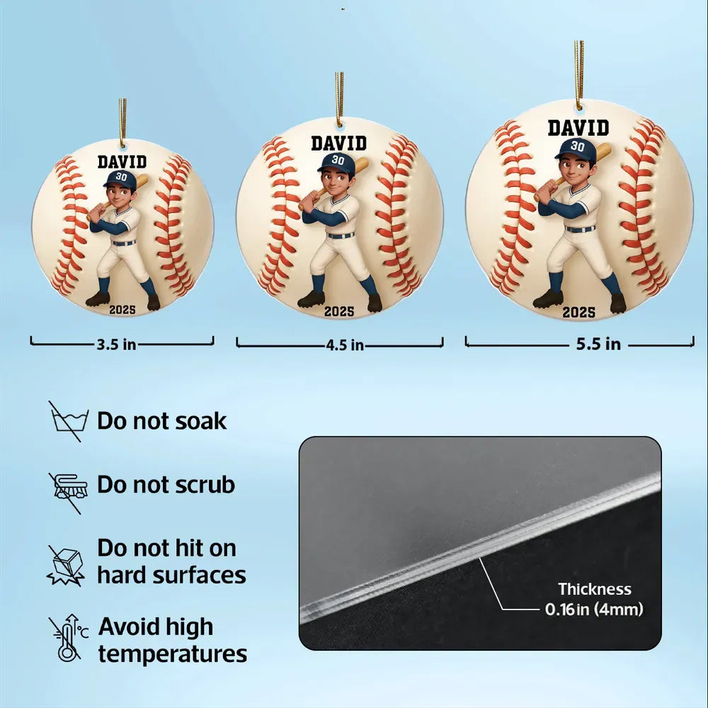 Baseball-Themed Acrylic Ornament – vibrant design and premium feel, a fun personalized gift for Kids, Teens, or Baseball Lovers