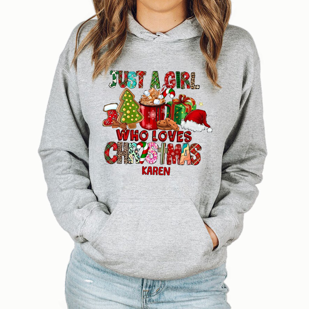 Just A Girl Who Loves Christmas - Personalized Christmas T-shirt And Hoodie