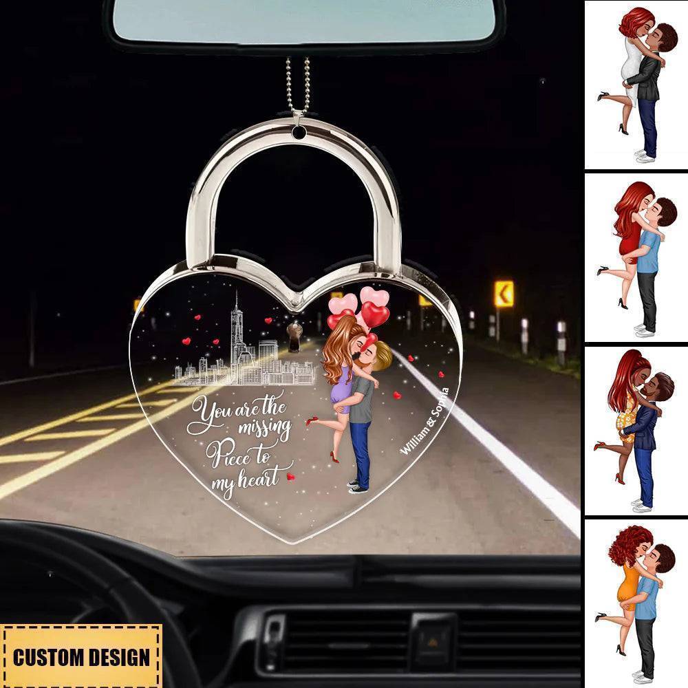Kiss of Love - Customized Acrylic Car Ornament for Couples - Romantic Valentine's & Anniversary Gift