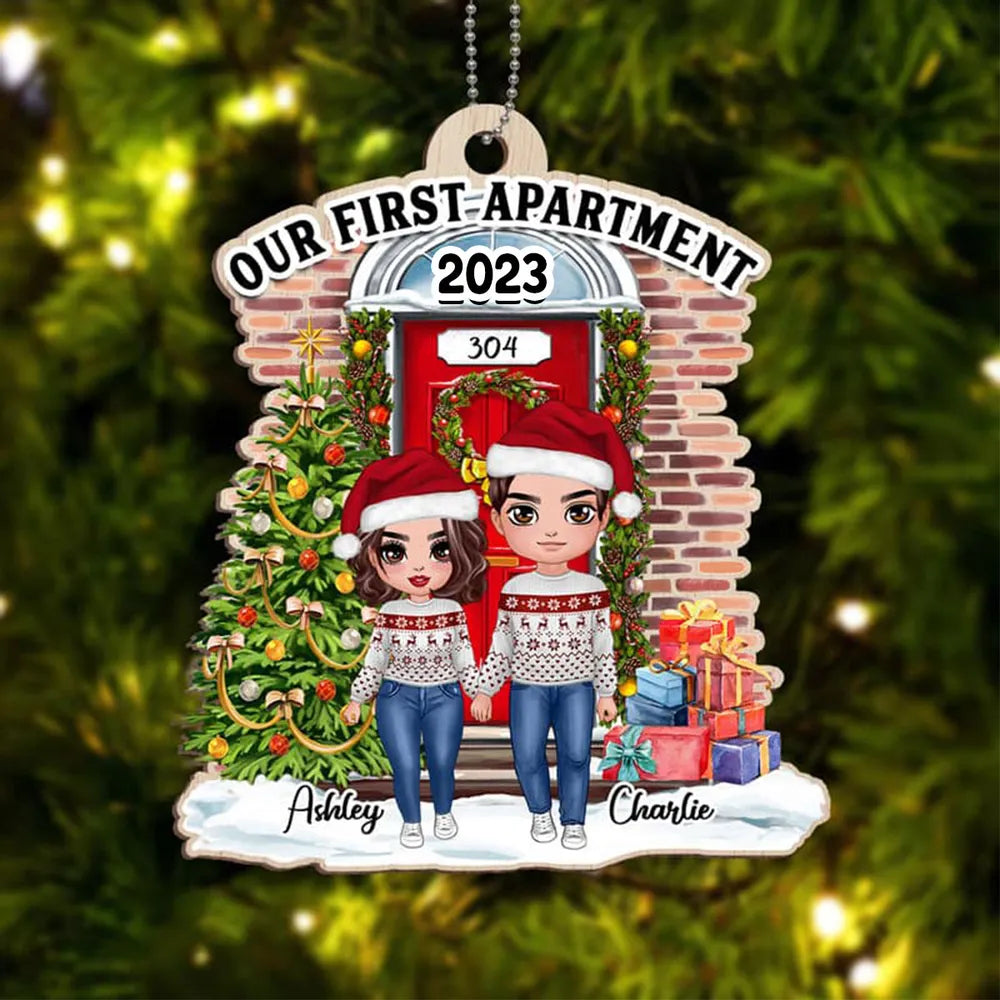 Our First Apartment Acrylic Ornament, Personalized Holiday Couple Keepsake, Cozy Christmas Tree Decor, Creative Gift