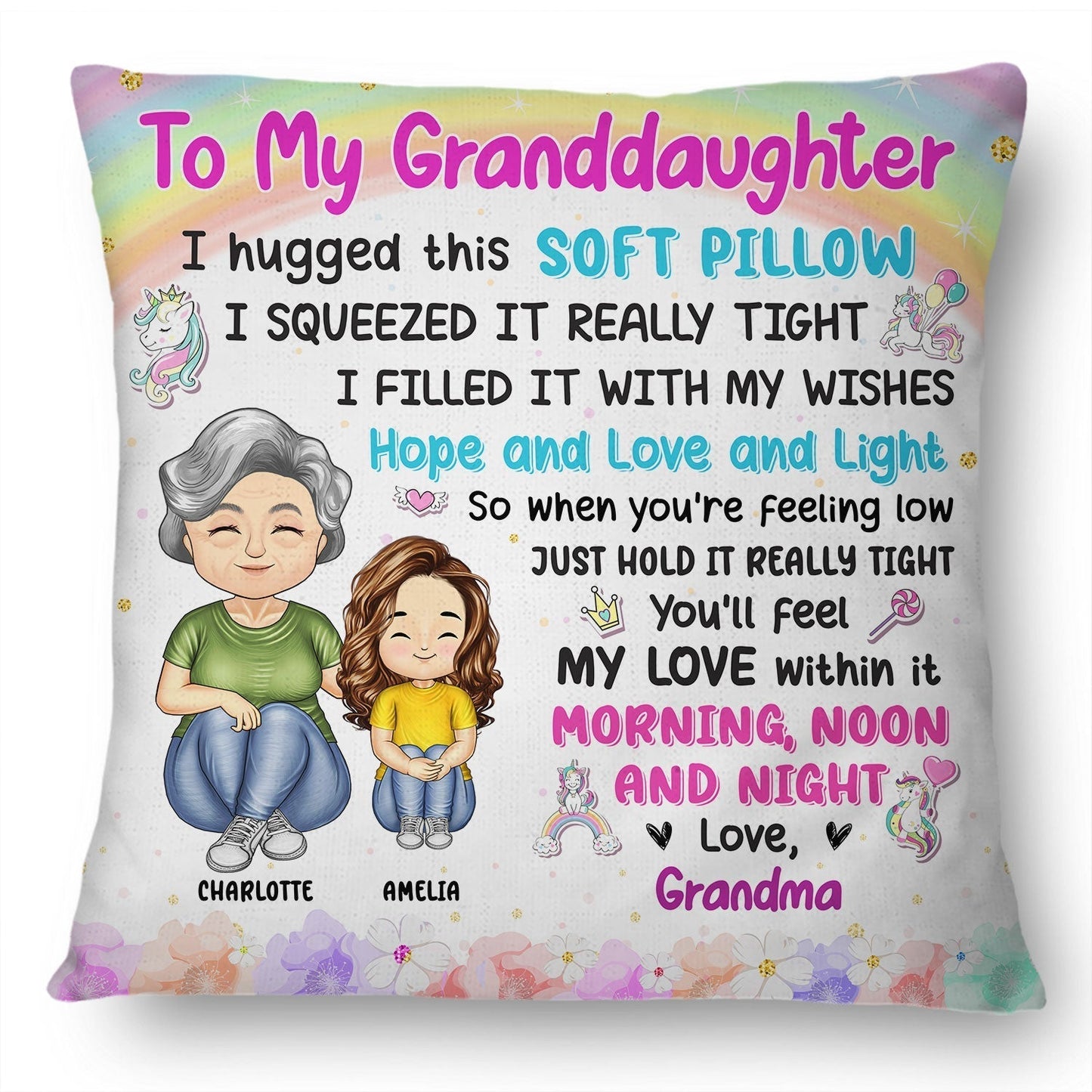 Heartwarming Square Pillow – A Soft Hug Filled with Love and Wishes, Perfect Gift for Kids from Family
