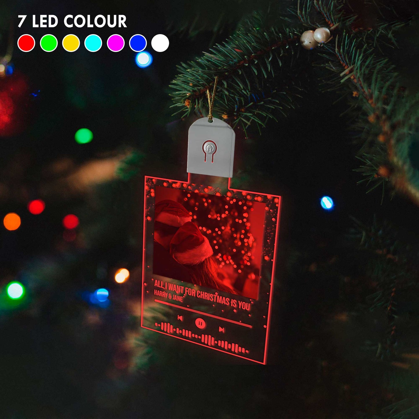 All I Want For Christmas Is You - Personalized Christmas Couple Shaped Led Acrylic Ornament