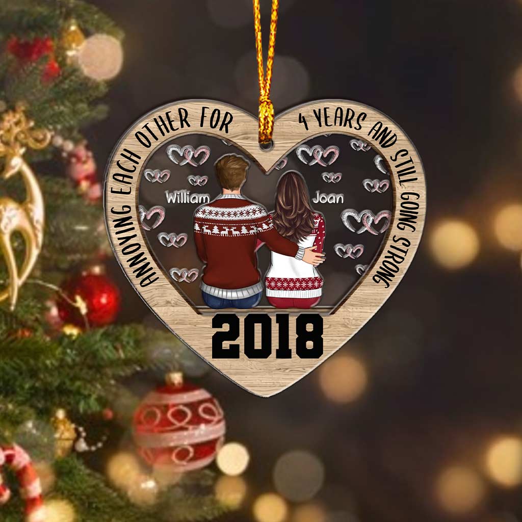Annoying Each Other Since - Personalized Christmas Couple Layers Mix Ornament