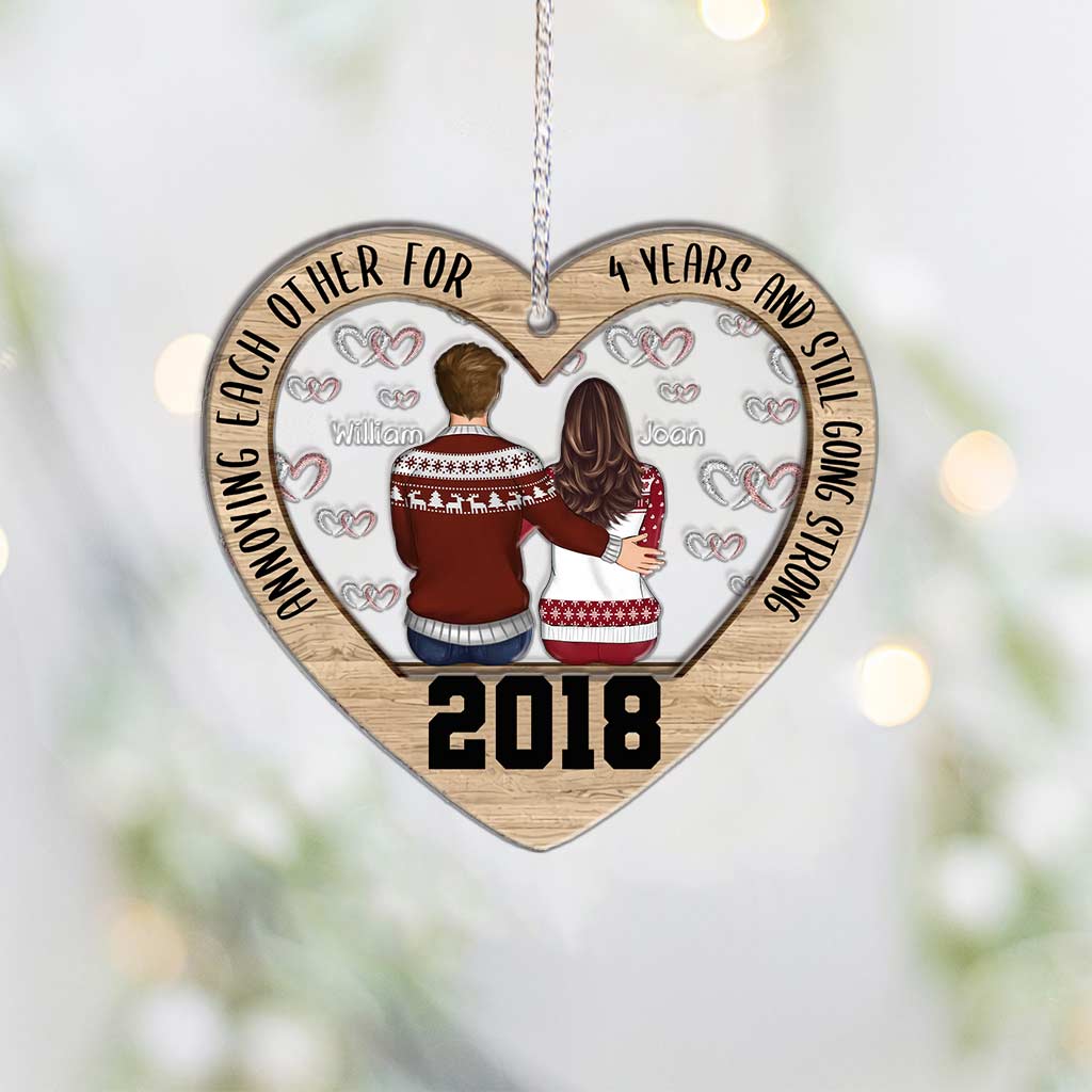 Annoying Each Other Since - Personalized Christmas Couple Layers Mix Ornament