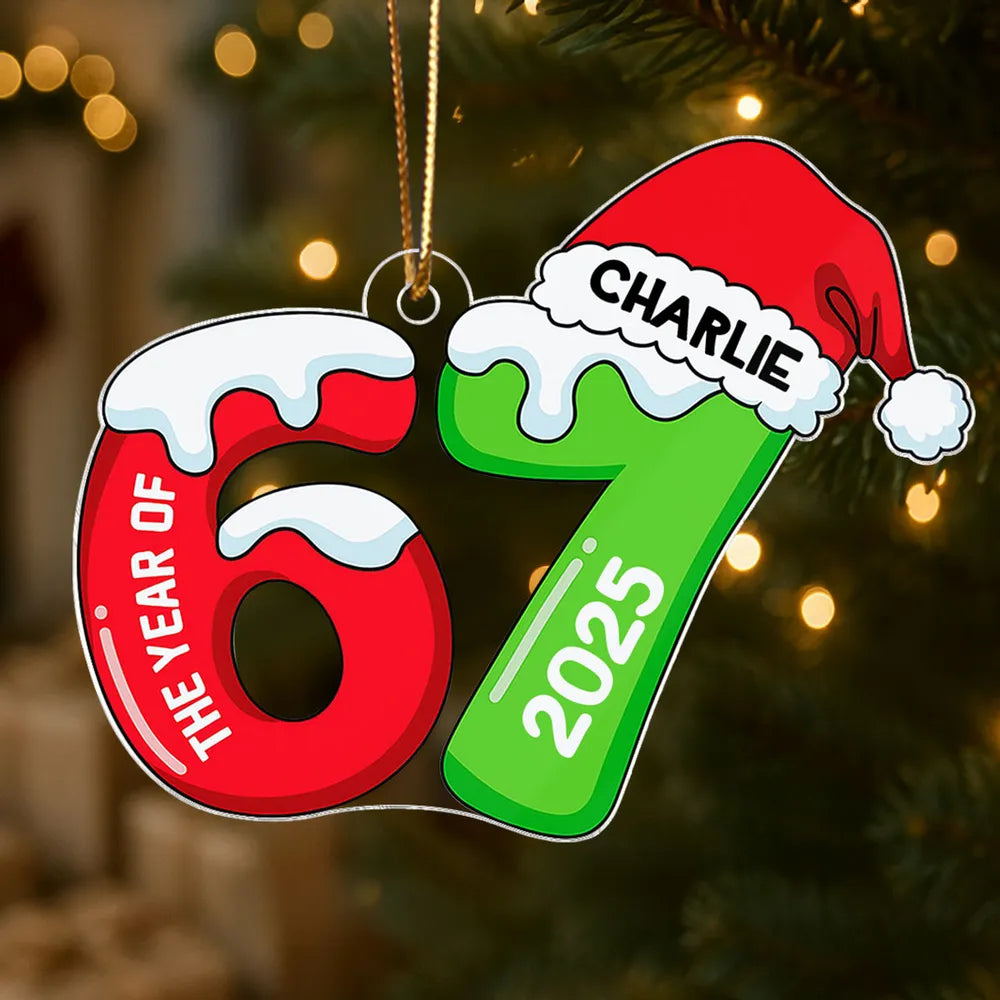 Personalized Acrylic Ornament 67 Gingerbread Design, Teen Slang Christmas Tree Decor, Cute Unique Gift for Grandkids
