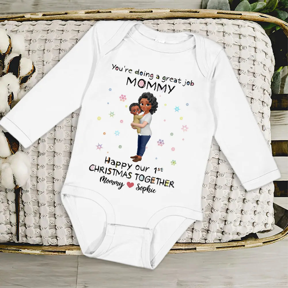 First Christmas Together Baby Onesie โ A Loving Gift for Mom and Her Little One
