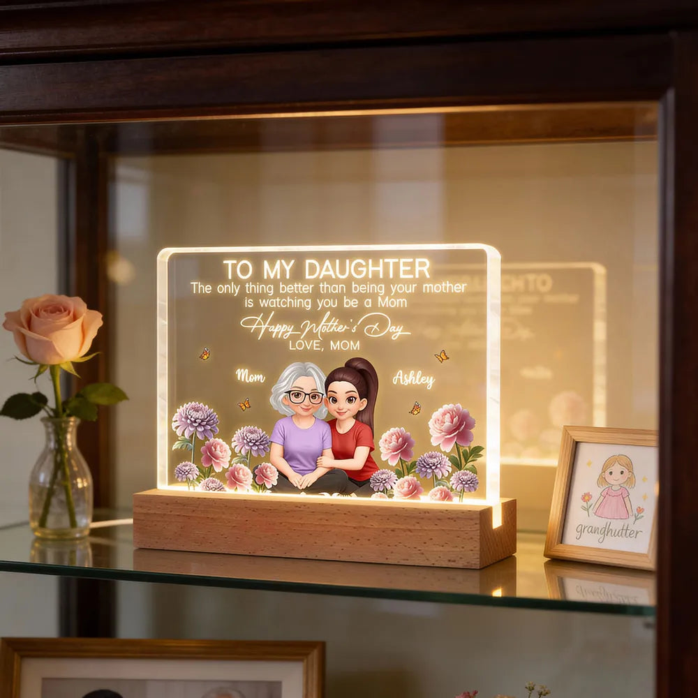 Personalized Block LED Light Plaque, To My Daughter Mother's Day Message, Cozy Bedside Decor, Unique Gift From Mom