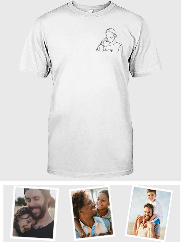 Custom Line Art - Personalized Uncle Embroidered T-shirt