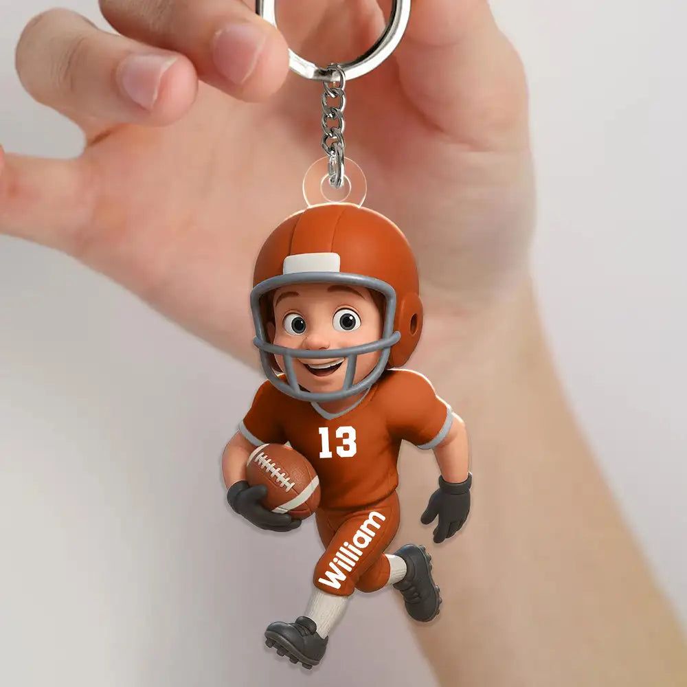Personalized American Football Player Acrylic Ornament – Surprise Gift for Son