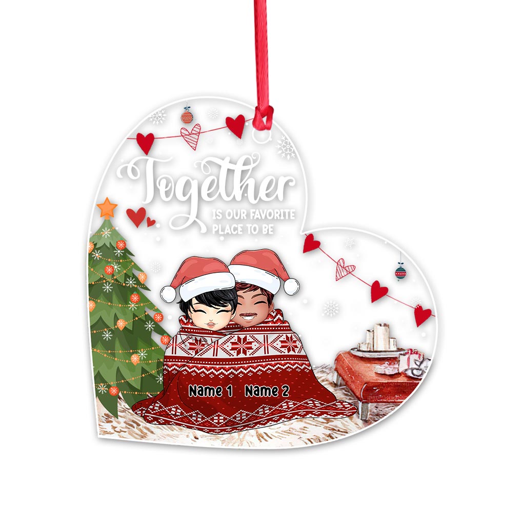 Together Is My Favorite Place To Be - Personalized Christmas Couple Transparent Ornament