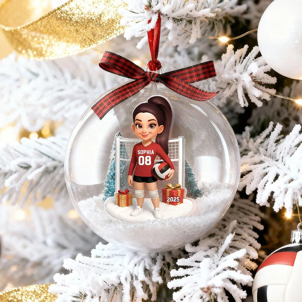 Custom Volleyball Girl Ornament - Unique Christmas Snow Globe Gift for Daughter, Teammate or Sports Lover Keepsake
