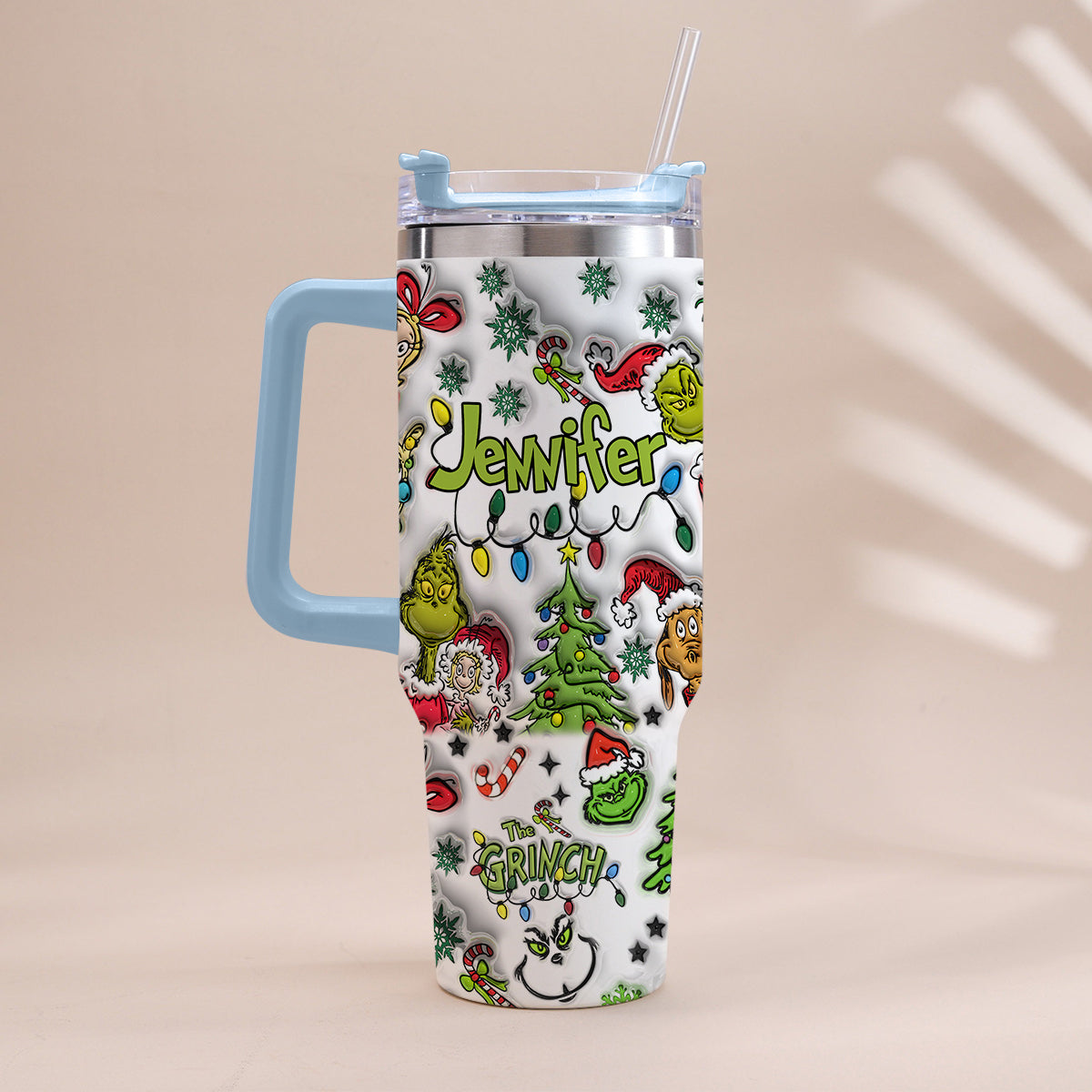 Any Name - Personalized Stole Christmas Tumbler With Handle