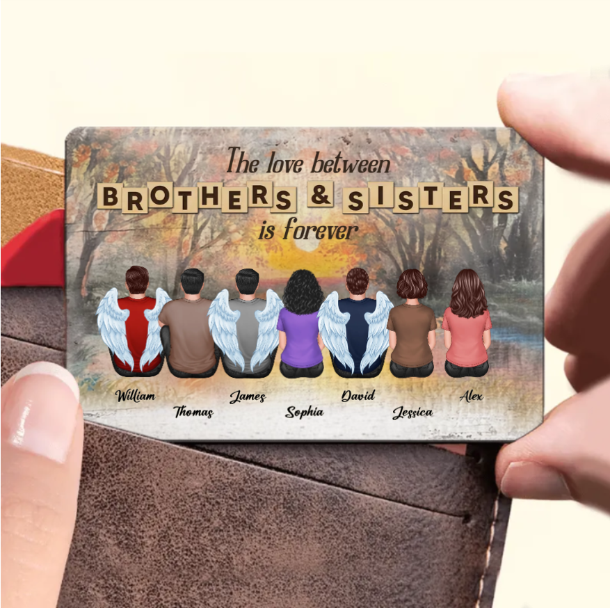 Personalized Brothers & Sisters Forever Keychian, Ornament, Poster or Canvas, Plaque, Wallet Card - Perfect Gift for Siblings, Memorial Keepsake
