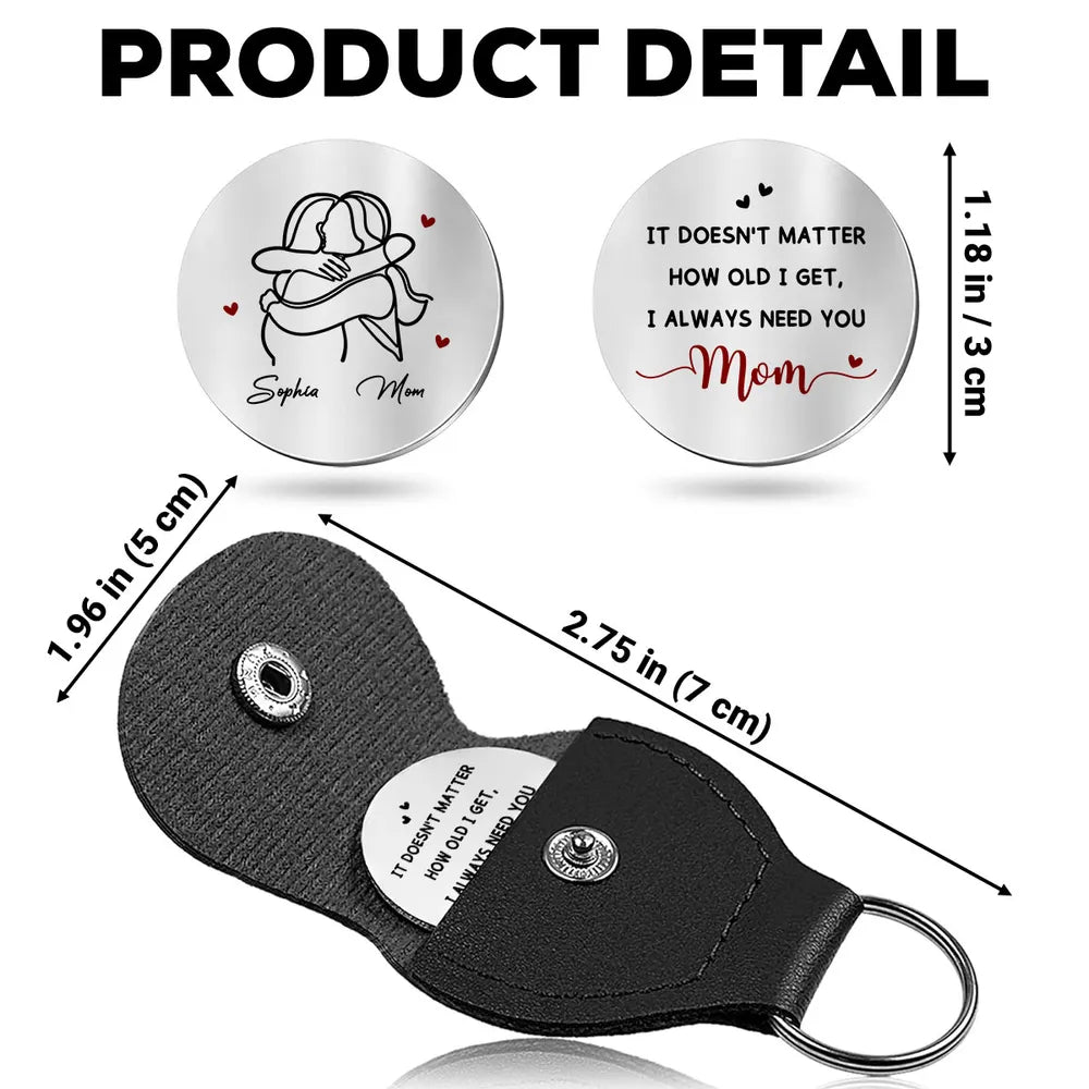 Pocket Hug Personalized Keepsake for Mom, Sweet Hug Illustration and Heart Accents, Thoughtful Gift for When You Miss Her