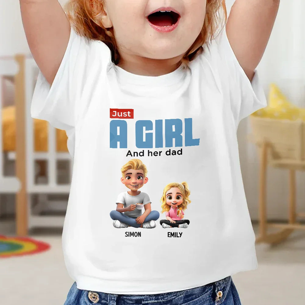 Custom Dad and Girl Tee with Kids' Names - Personalized Gift
