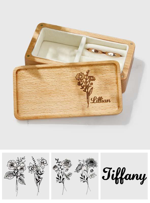 Any Name, Birth Flower - Gift for mom - Personalized Birth Flower Jewellery Box
