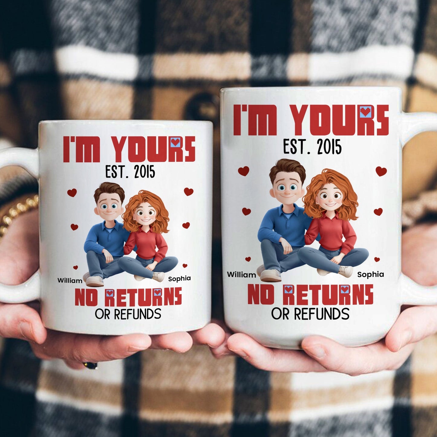 Custom Ceramic Couples Mug with Personalized Names